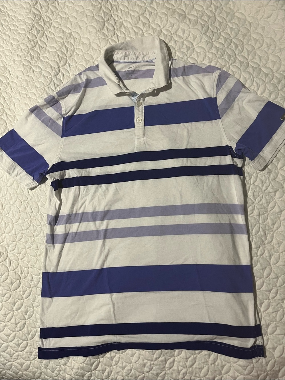 Nike Men's White, Royal & Navy Striped Polo